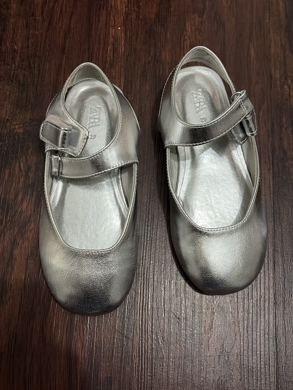 Zara Kids Silver Mary Jane Dress Shoes
